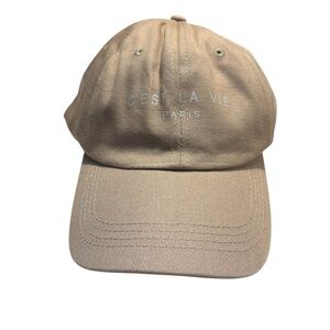 NEW Hat C'est La Vie Paris Beige White print Cap HR